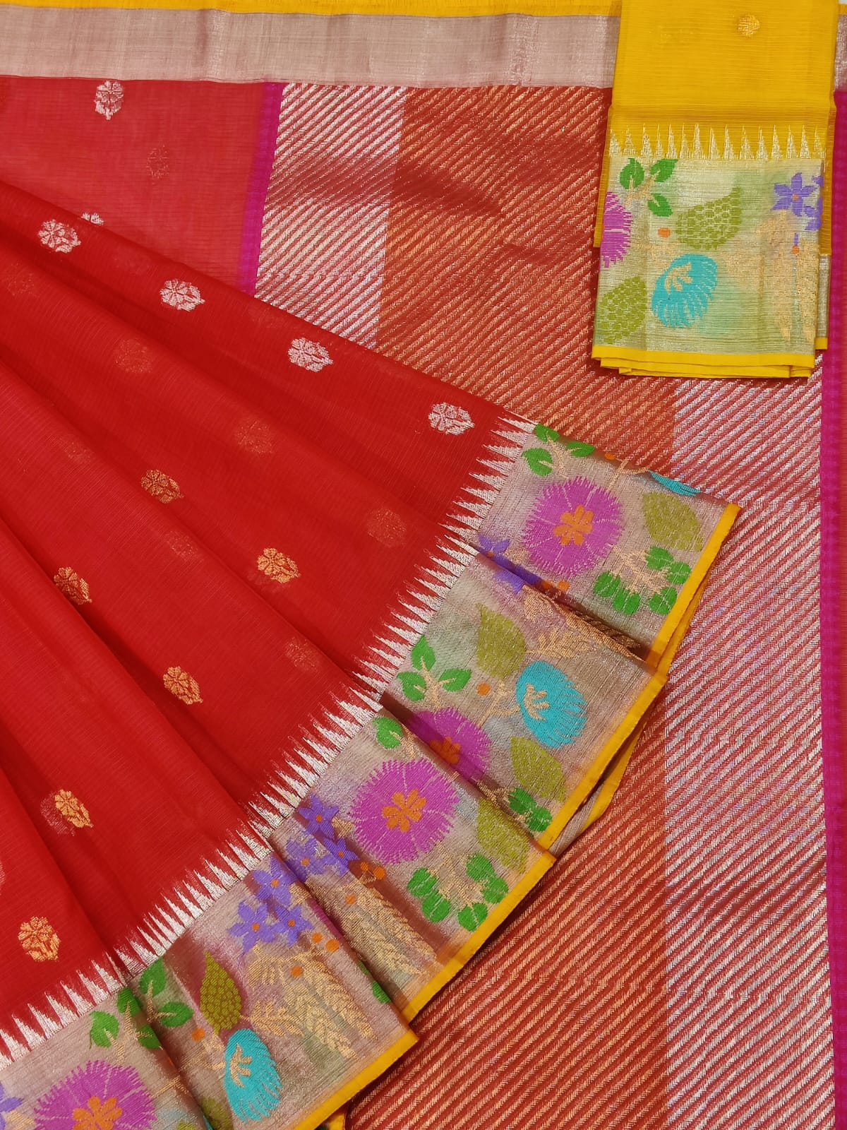 Exclusive Paithani border Zarikota Saree with contrast blouse