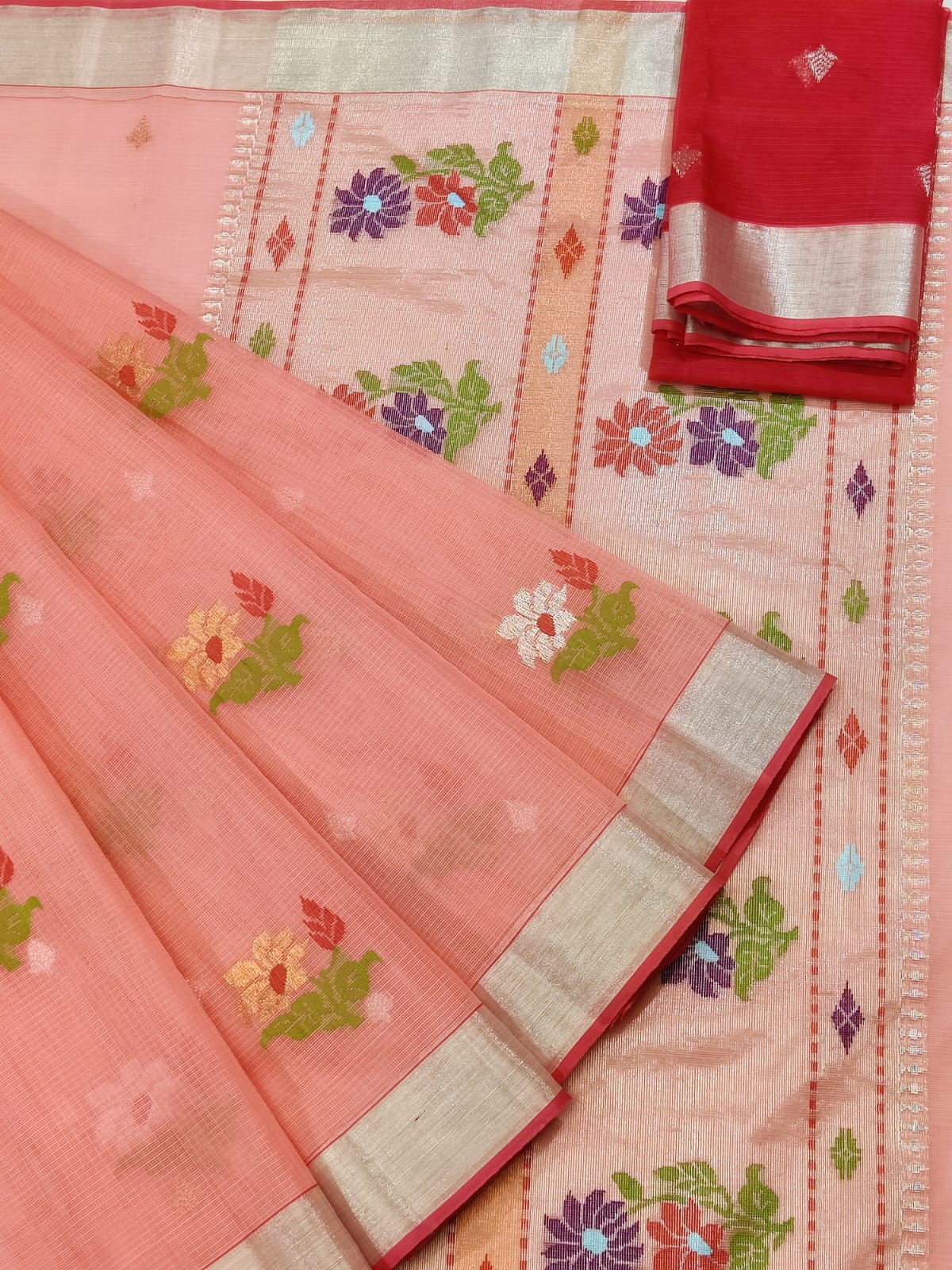 Exclusive Zarikota Saree with contrast blouse