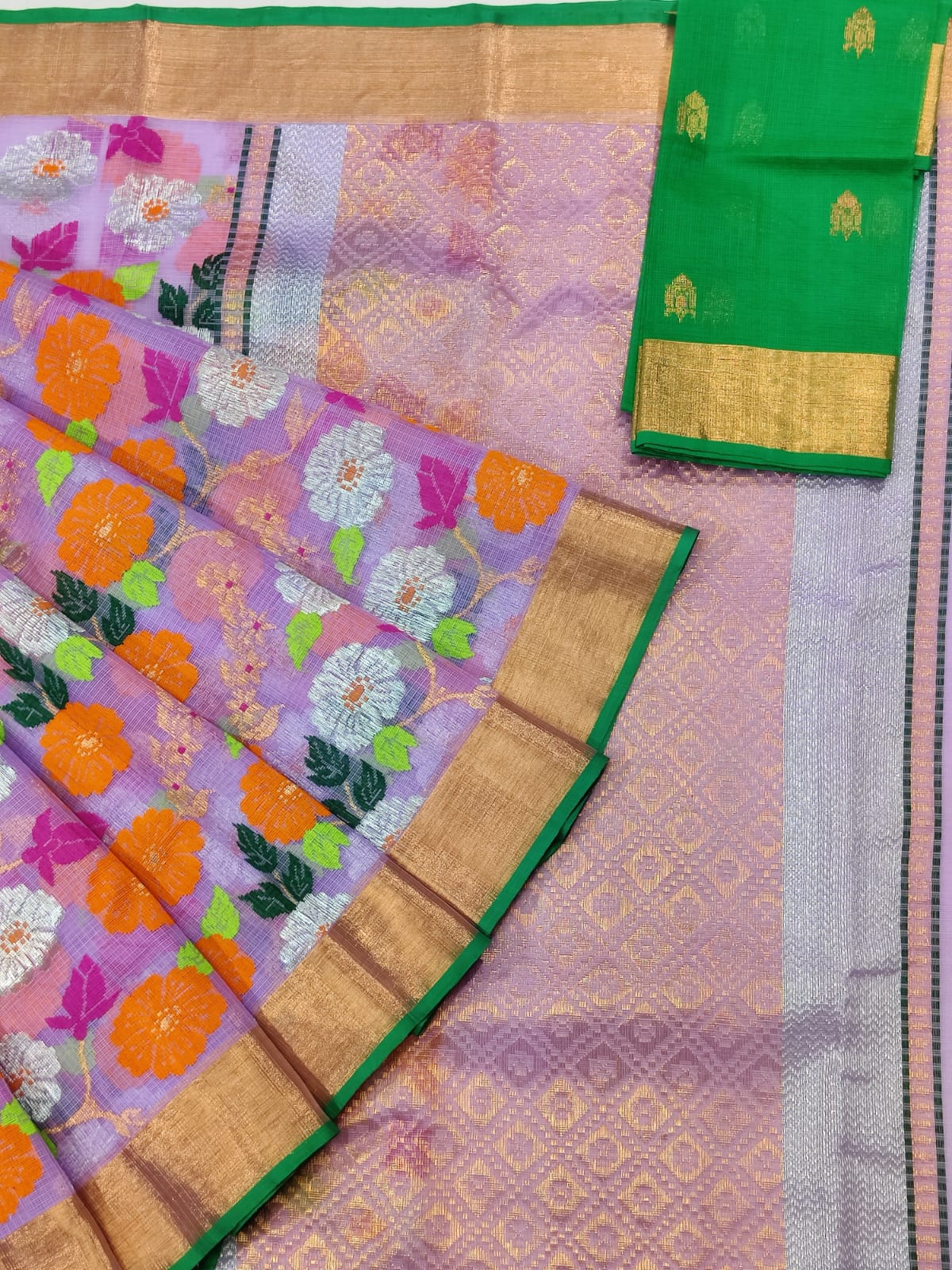 Exclusive Zarikota Saree with contrast blouse